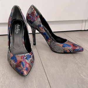 NWOT Embroidered Colorful Butterfly Heels,  Size 8